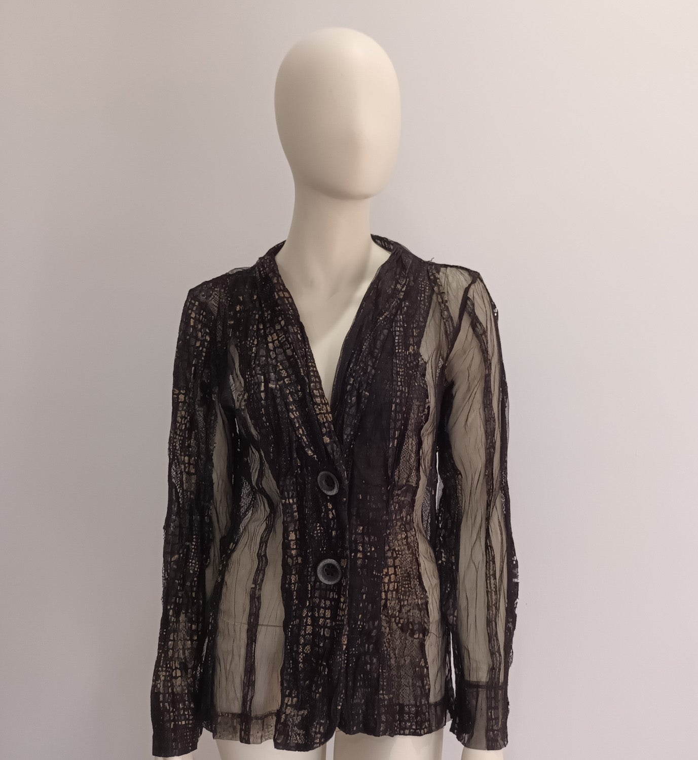 Abstract brown mesh with gold blouse by VERGE