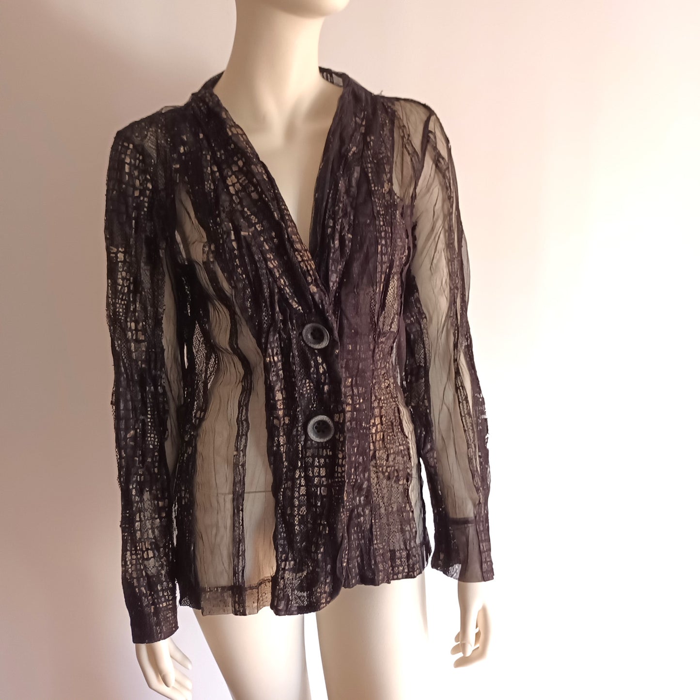 Abstract brown mesh with gold blouse by VERGE