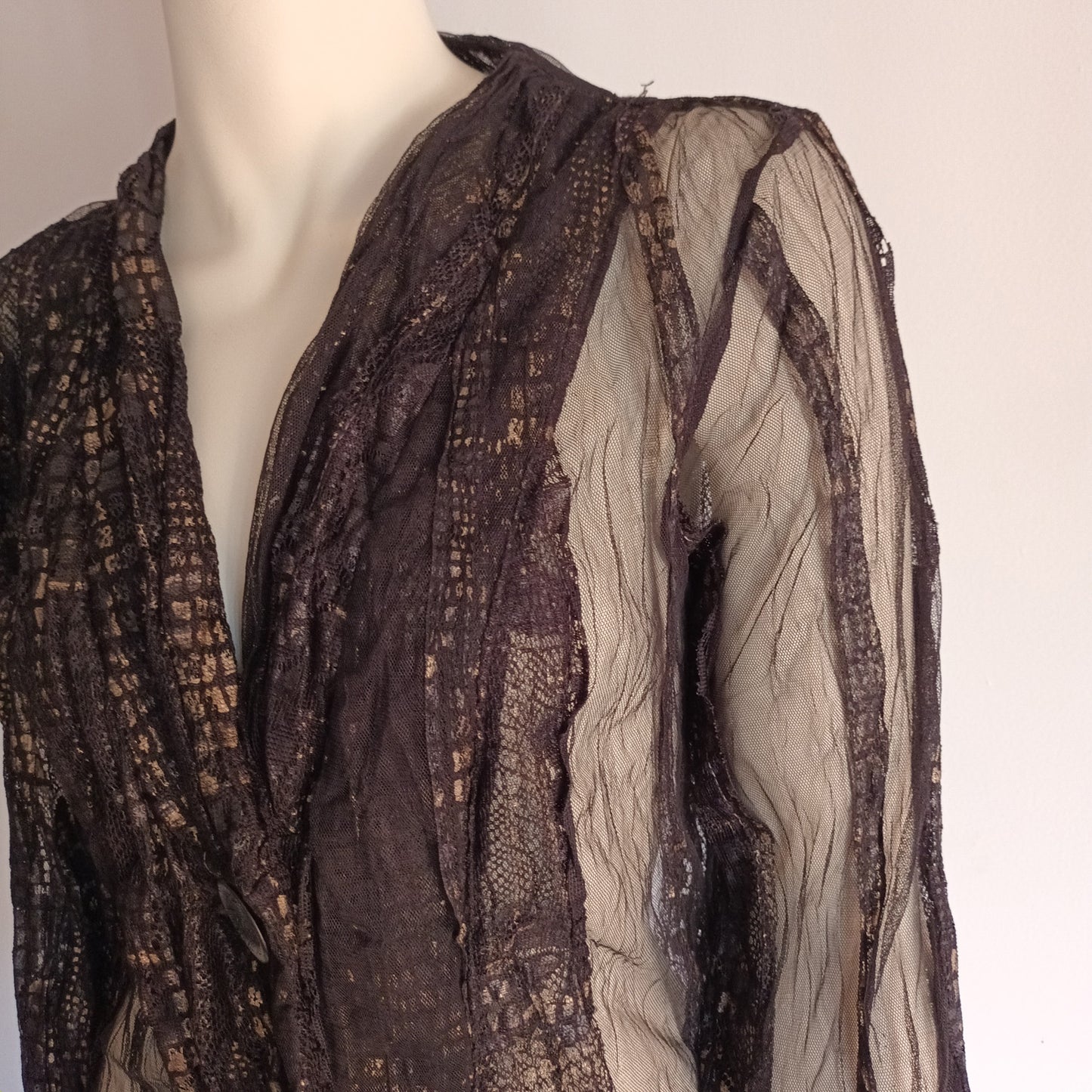 Abstract brown mesh with gold blouse by VERGE