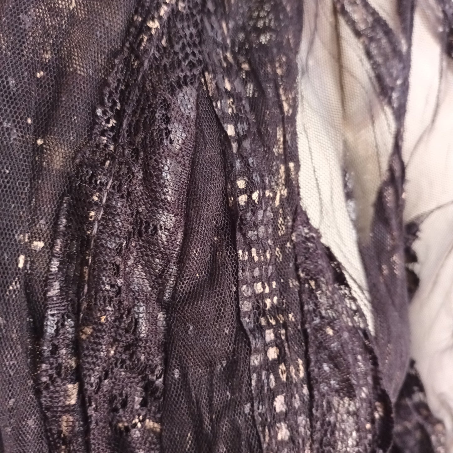 Abstract brown mesh with gold blouse by VERGE