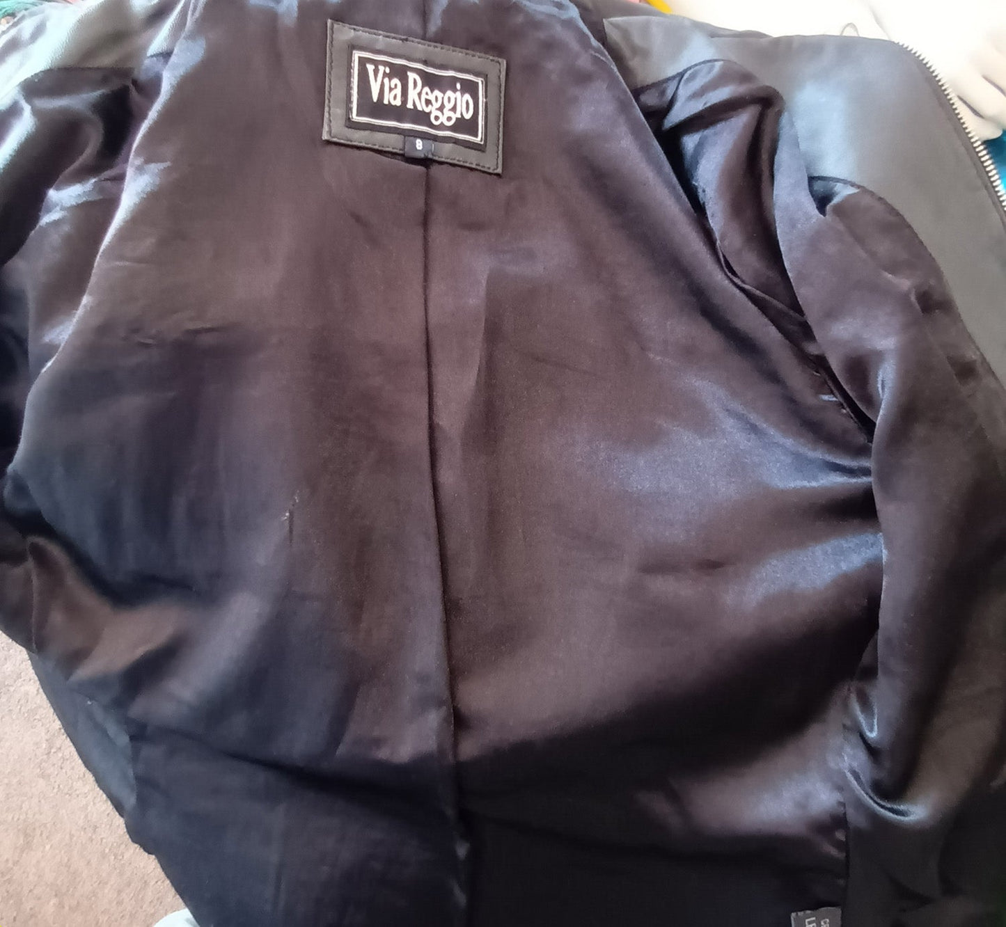 Vintage 90s black leather Jacket By Via Reggio Modeshy
