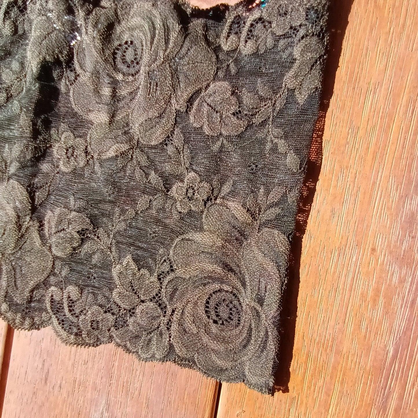 Y2K brown lace and paisley aqua cami top by Undercoverwear Modeshy
