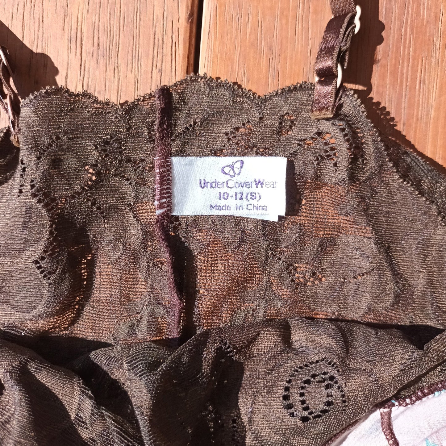 Y2K brown lace and paisley aqua cami top by Undercoverwear Modeshy