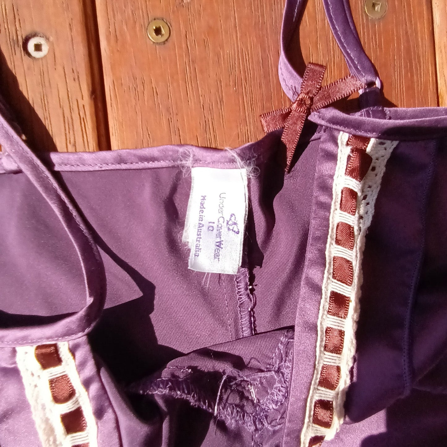 Lilac and brown cami by Undercoverwear, size 10 Modeshy
