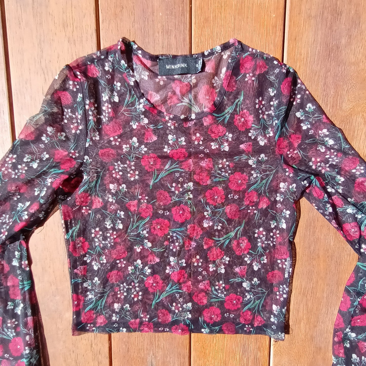 Vintage Mink Pink 90s bell sleeve floral top