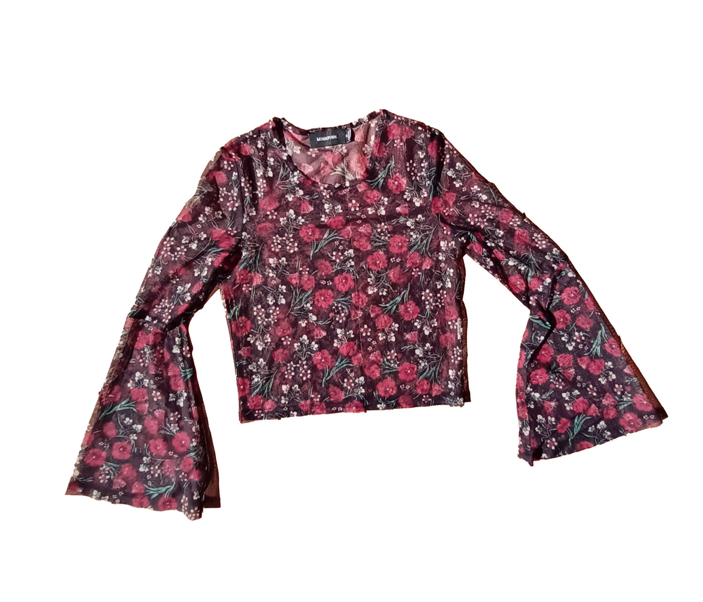 Vintage Mink Pink 90s bell sleeve floral top