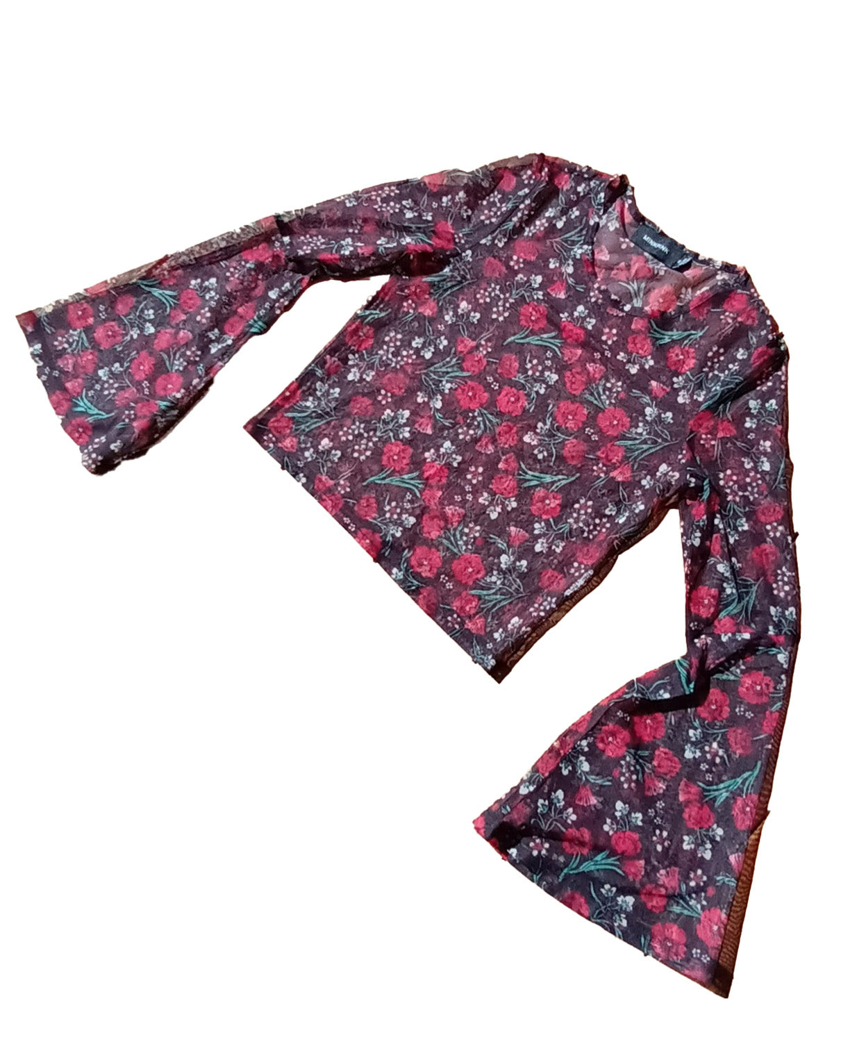 Vintage Mink Pink 90s bell sleeve floral top