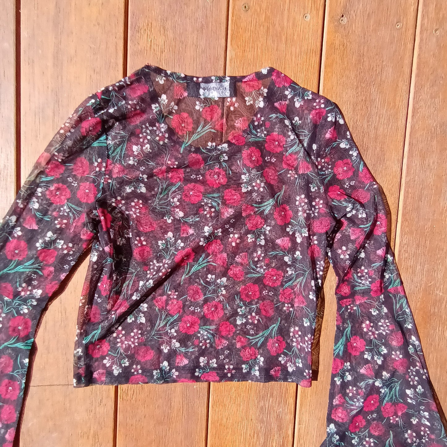 Vintage Mink Pink 90s bell sleeve floral top