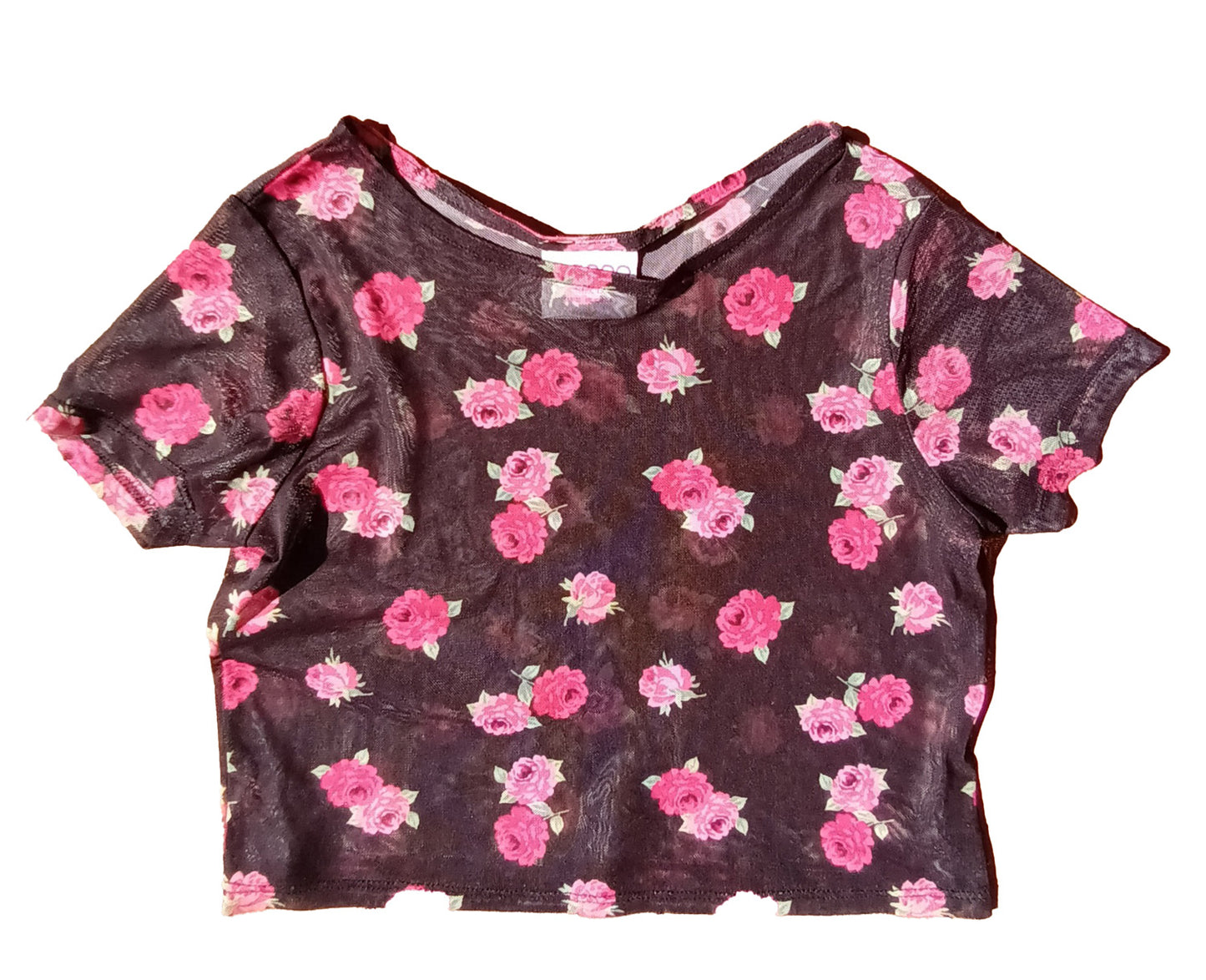 Vintage Mango cropped mesh floral top