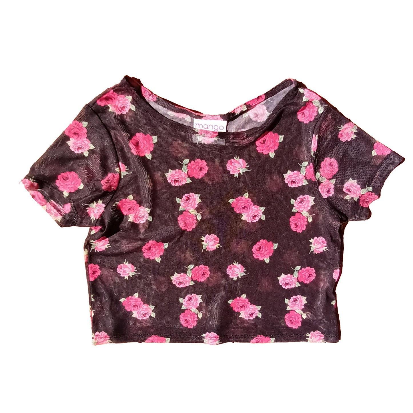 Vintage Mango cropped mesh floral top
