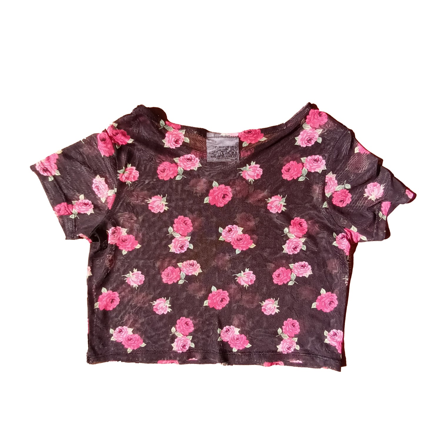 Vintage Mango cropped mesh floral top