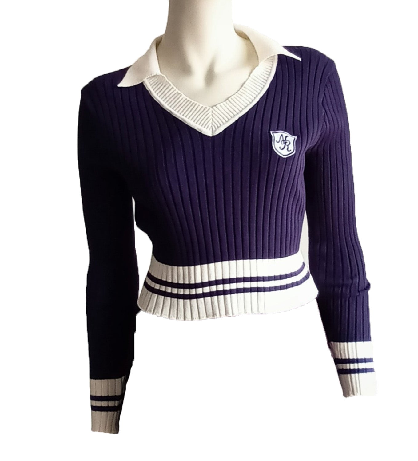 Valley girl preppy navy and white sweater Modeshy