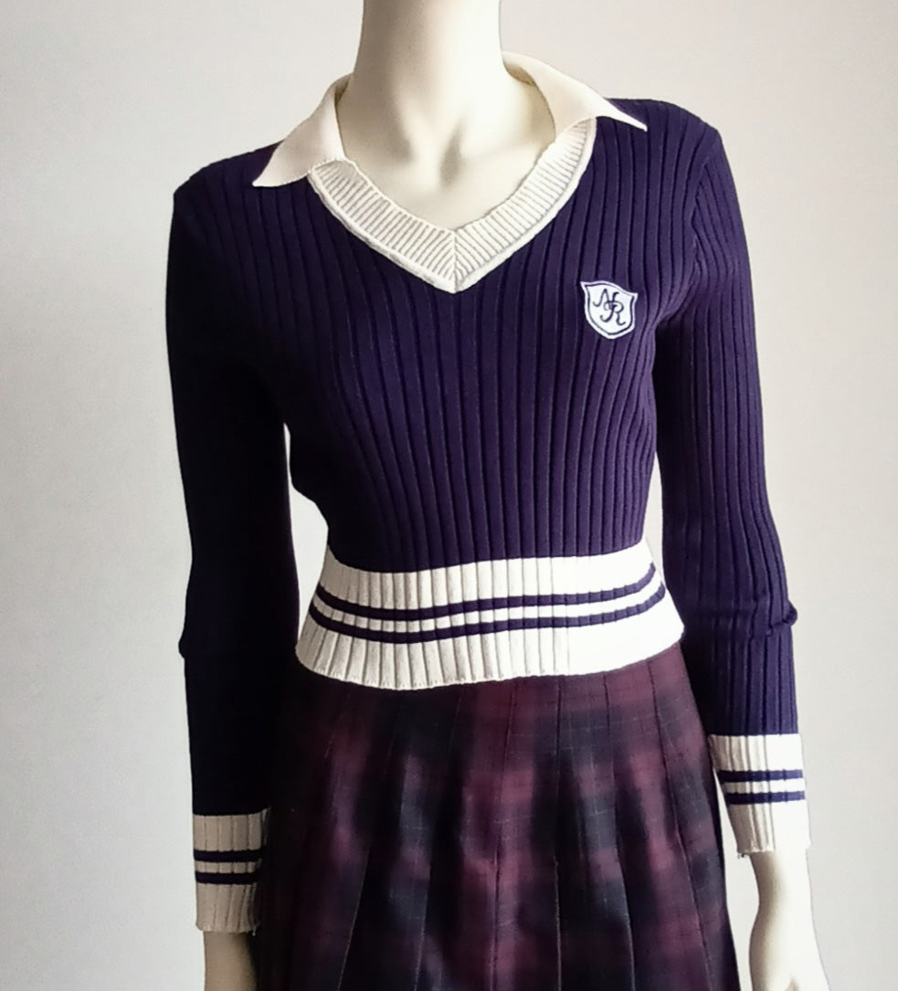 Valley girl preppy navy and white sweater Modeshy
