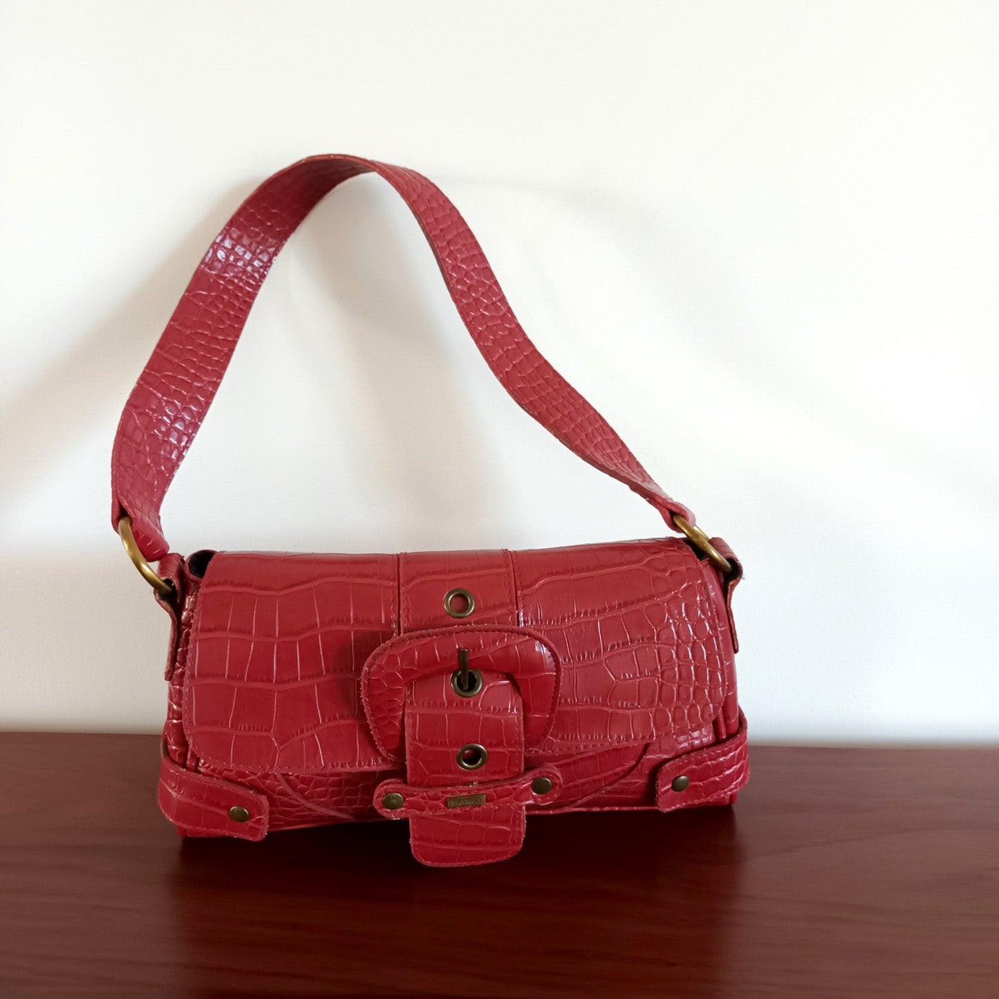 Vintage Y2k Fiorelli red faux crock skin cherry red bag. Modeshy