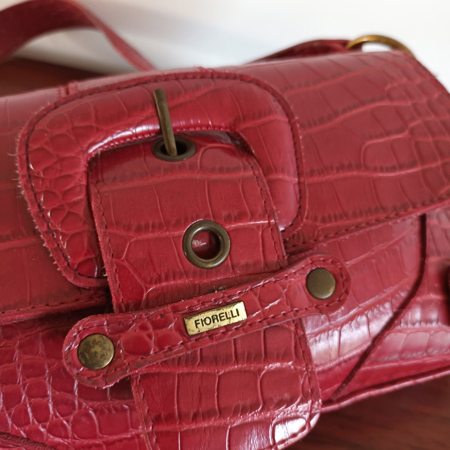 Vintage Y2k Fiorelli red faux crock skin cherry red bag. Modeshy