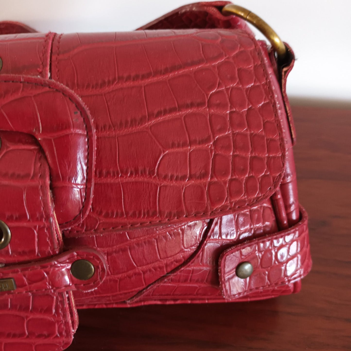 Vintage Y2k Fiorelli red faux crock skin cherry red bag. Modeshy