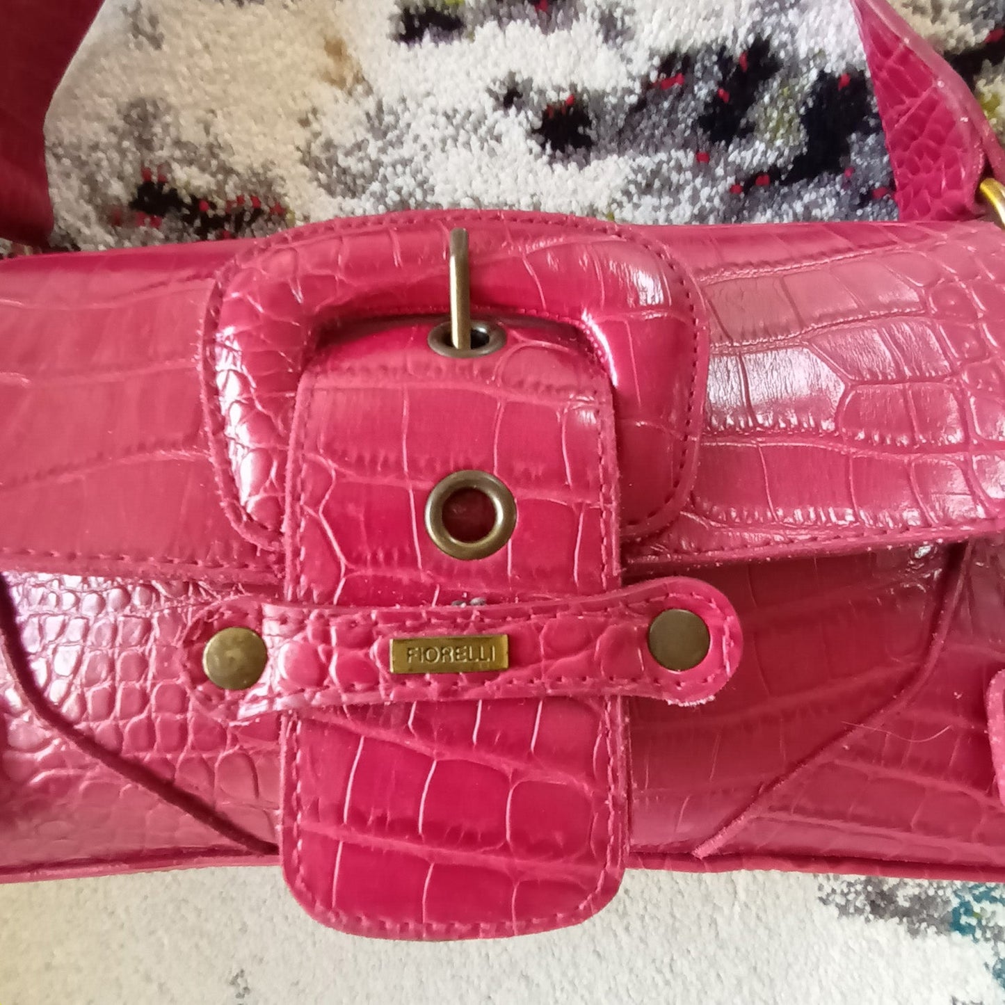 Vintage Y2k Fiorelli red faux crock skin cherry red bag. Modeshy