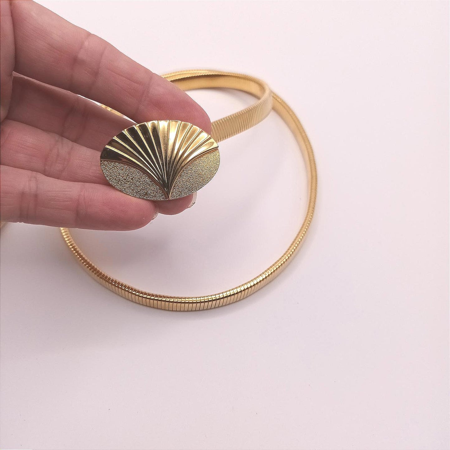 Vintage gold 80s metal shell belt