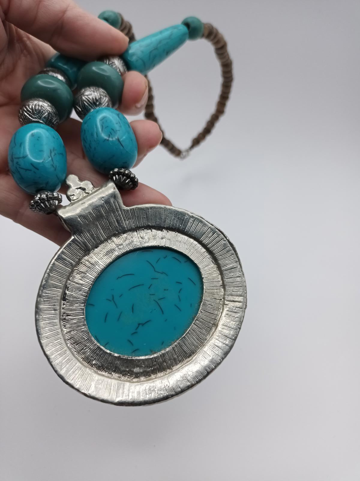 Large turquoise pendent tribal boho bohemian