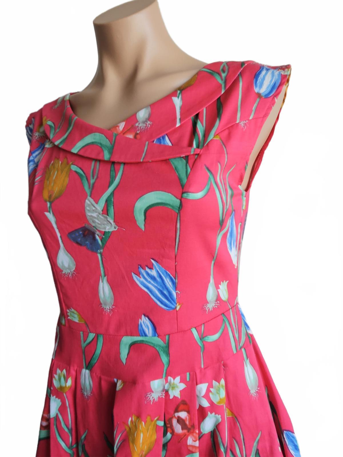 Timeless by Vanessa Tong pink floral 50s style summer garden dress.8