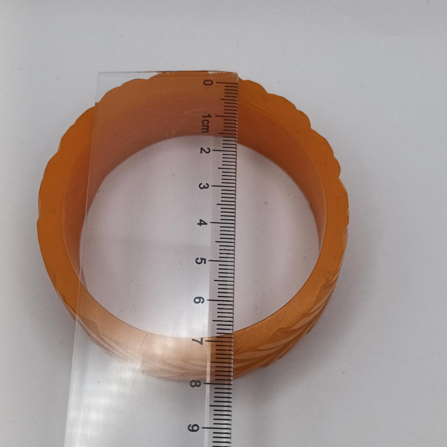 Vintage butterscotch bakelite hand carved bangle