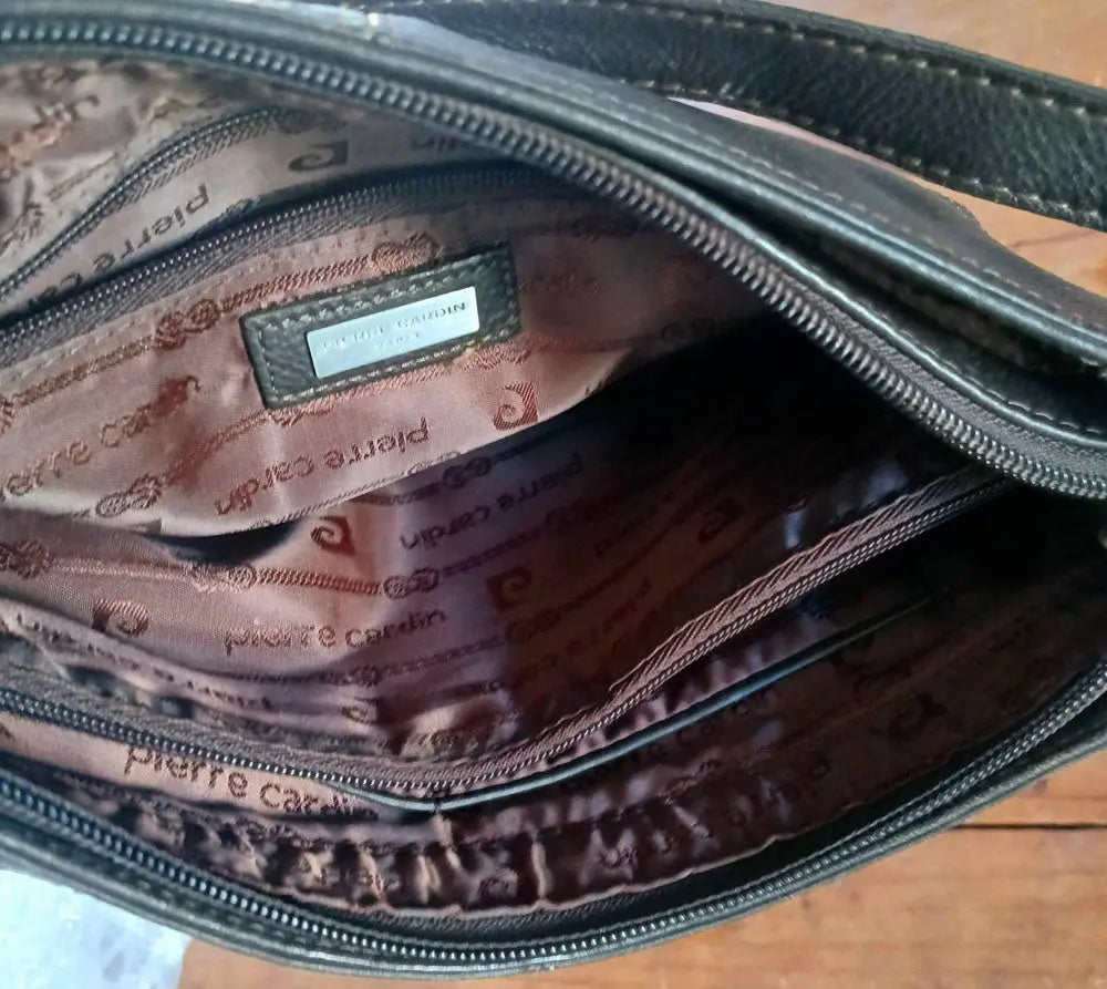 Chocolate brown Pierre Cardin leather bag Y2k 90s style shoulder bag Modeshy