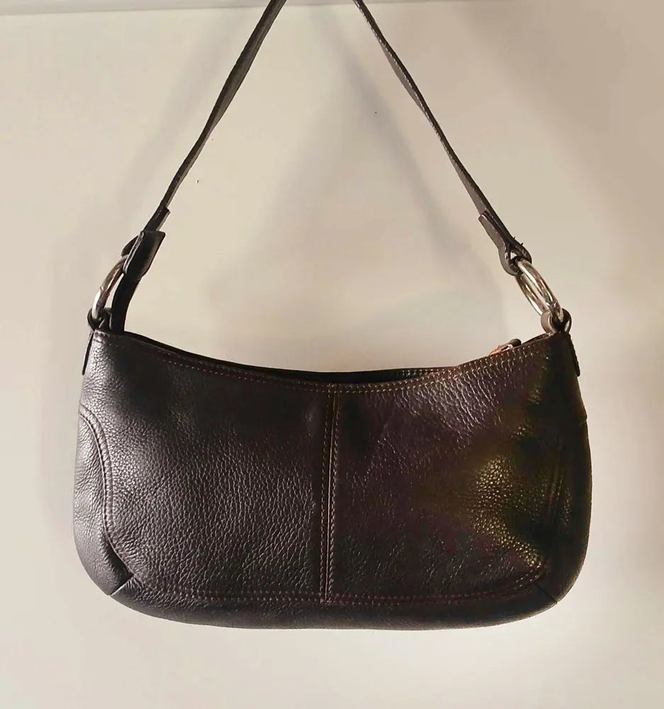 Chocolate brown Pierre Cardin leather bag Y2k 90s style shoulder bag Modeshy