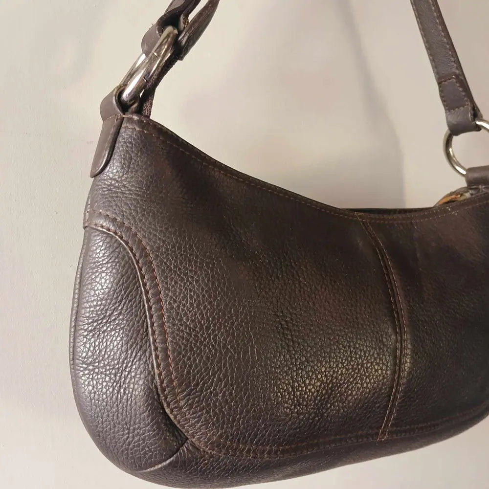 Chocolate brown Pierre Cardin leather bag Y2k 90s style shoulder bag Modeshy