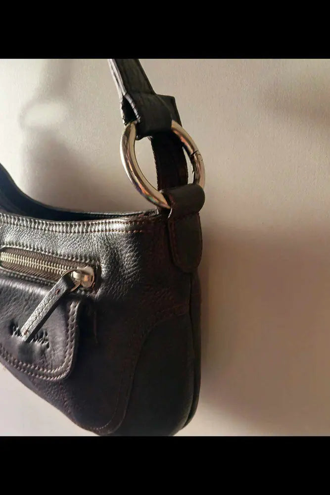 Chocolate brown Pierre Cardin leather bag Y2k 90s style shoulder bag Modeshy