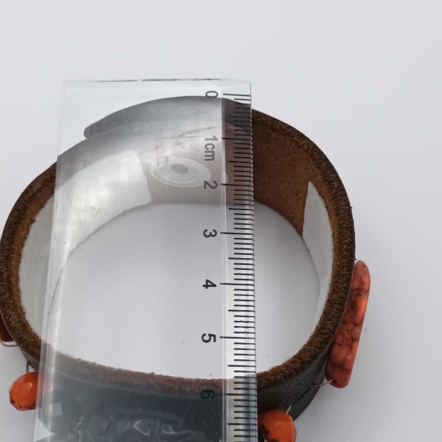 Vintage Handmade black leather cuff with black oriental stone embellishments.
