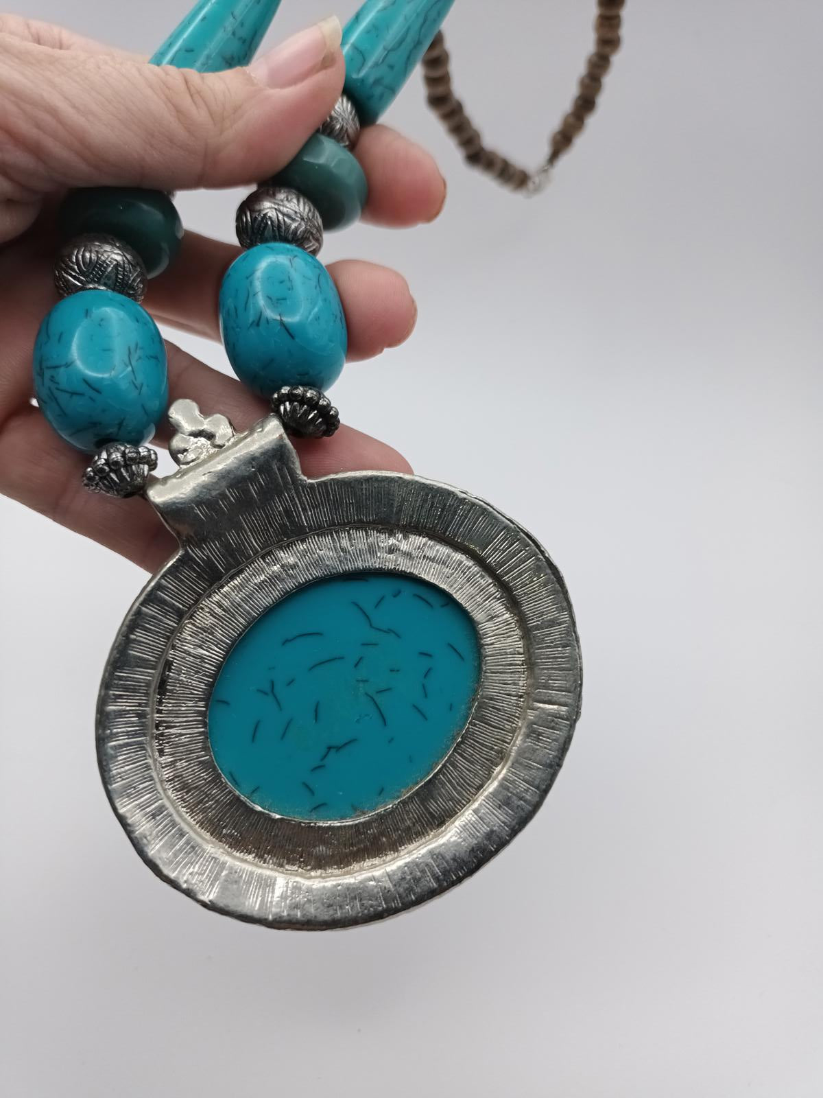 Large turquoise pendent tribal boho bohemian
