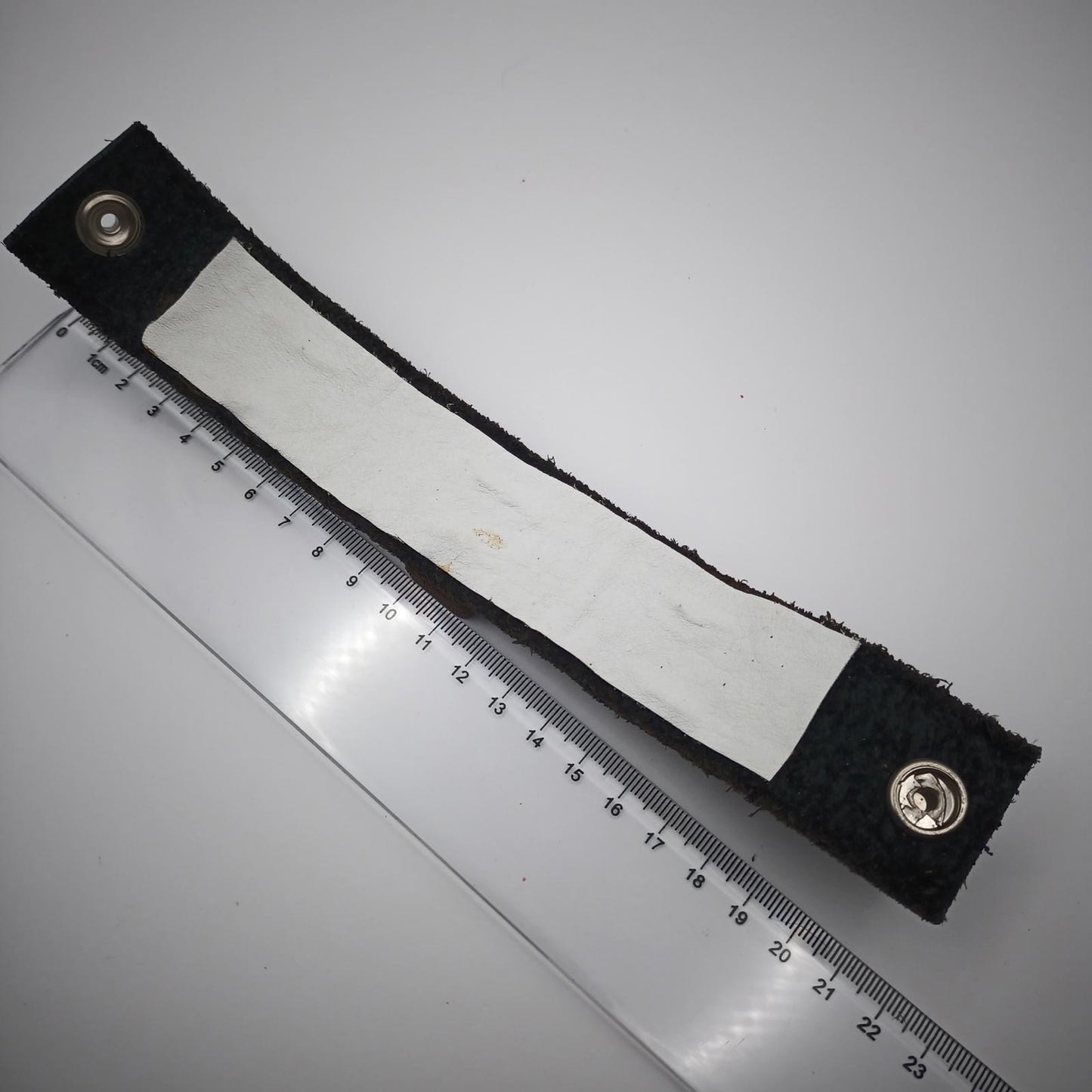Vintage hand made black leather and mother of pearl cuff.