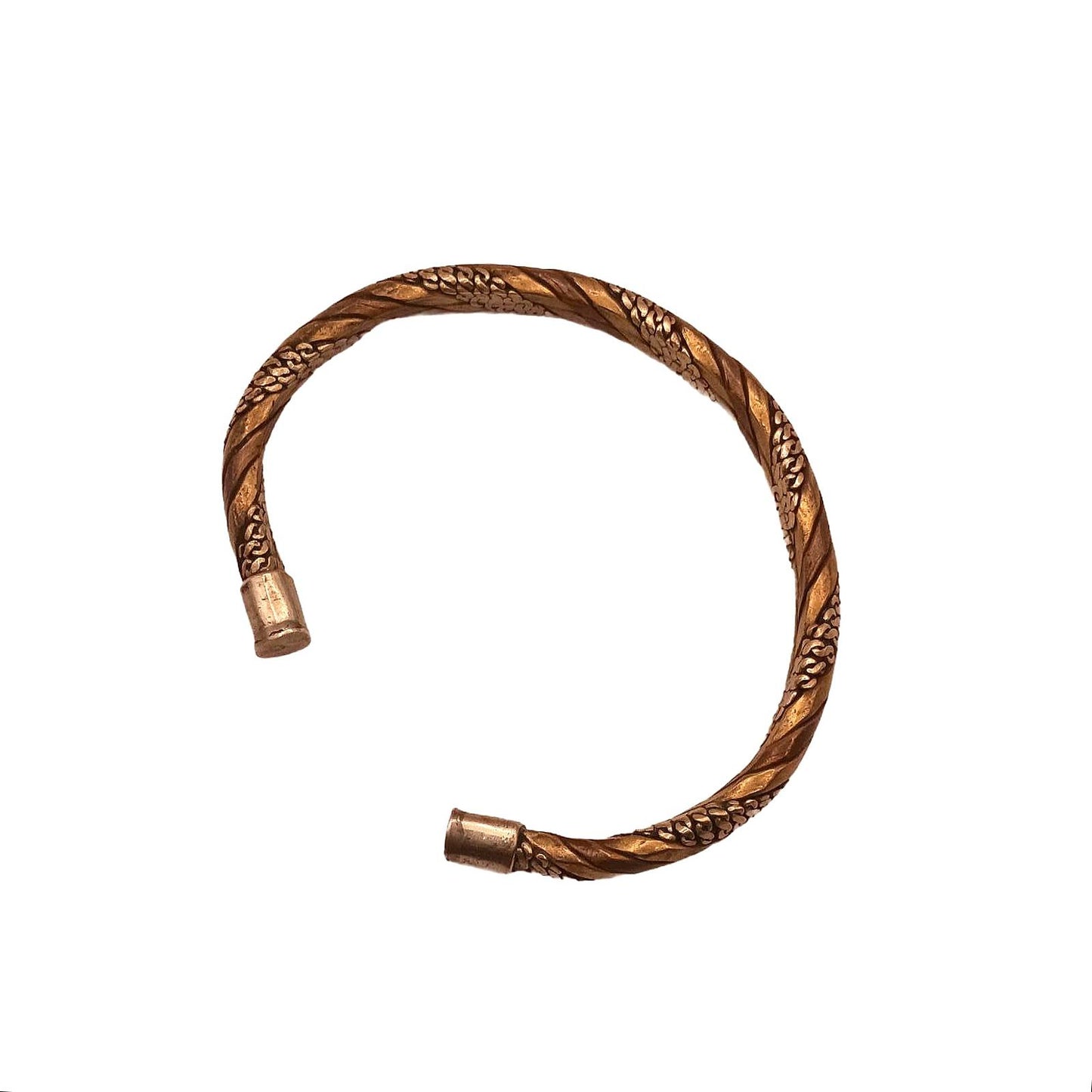Vintage hand forged bras, copper twisted hand made cuff bracelet.