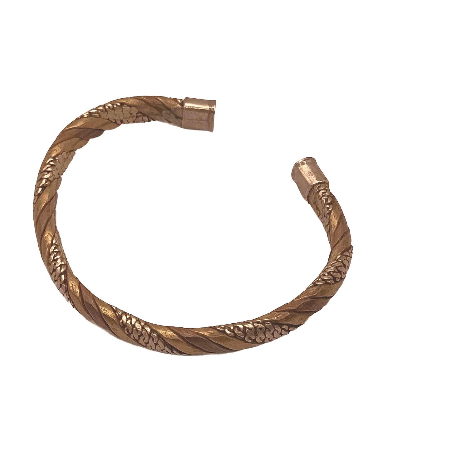 Vintage hand forged bras, copper twisted hand made cuff bracelet.