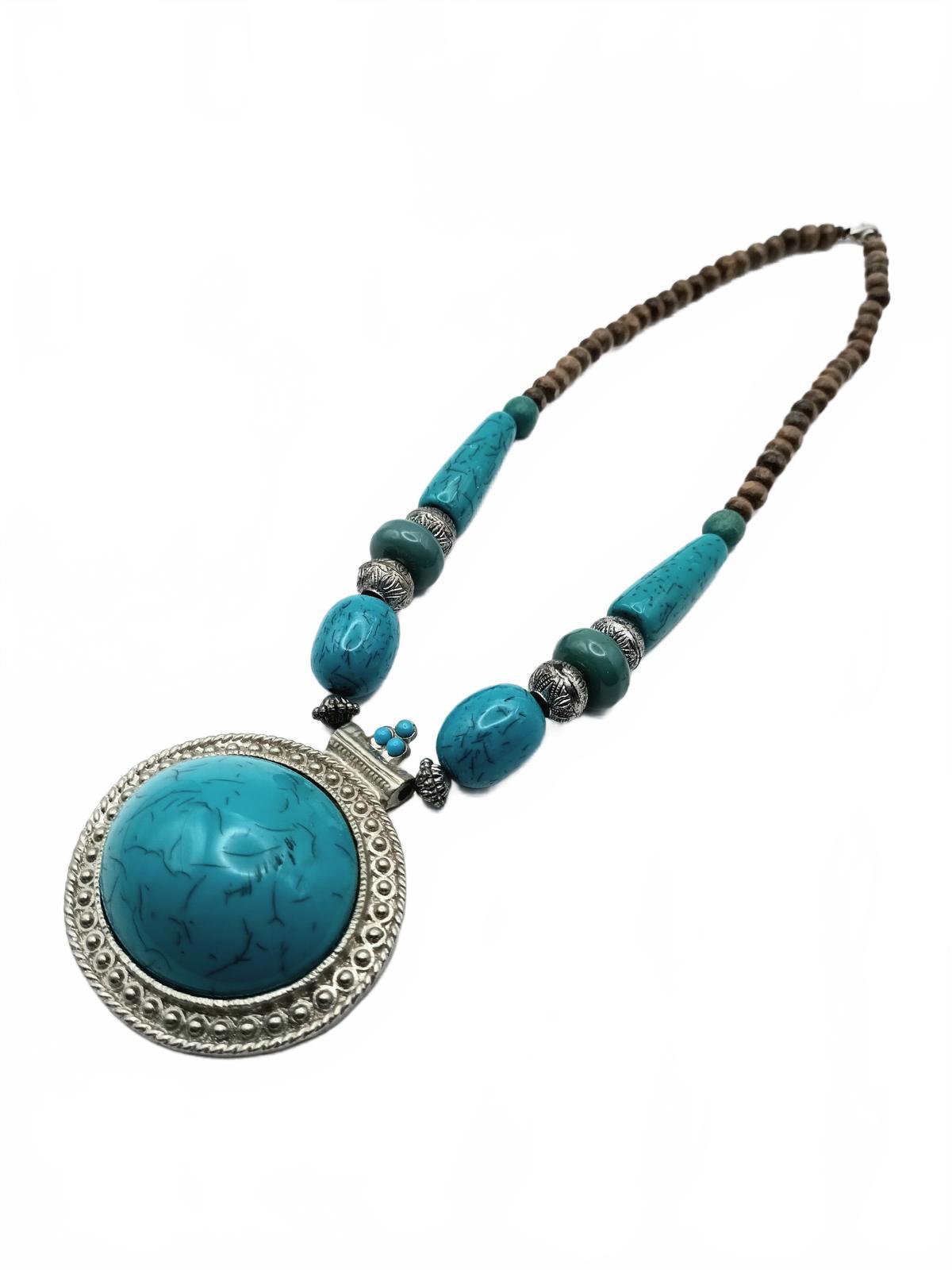 Large turquoise pendent tribal boho bohemian