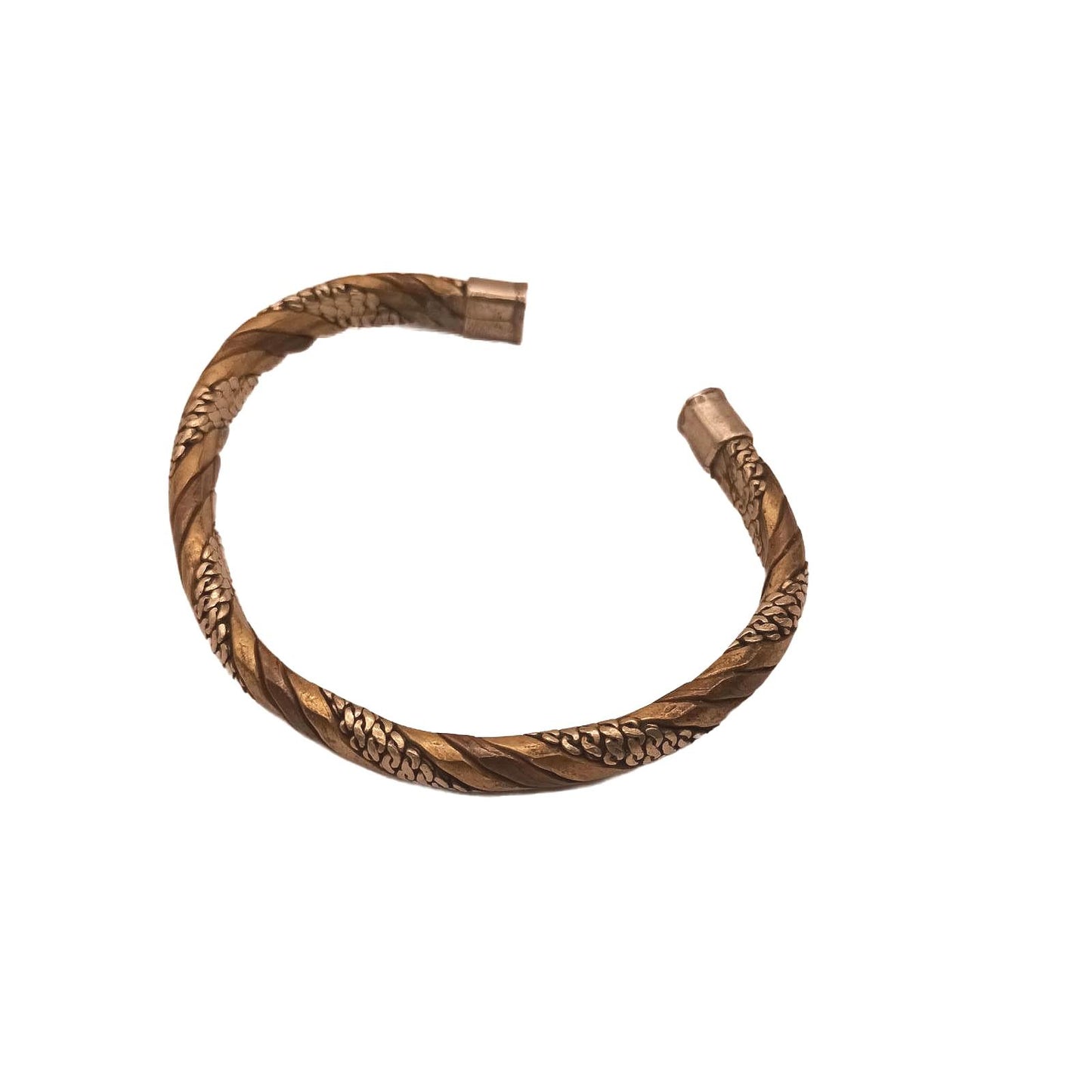 Vintage hand forged bras, copper twisted hand made cuff bracelet.