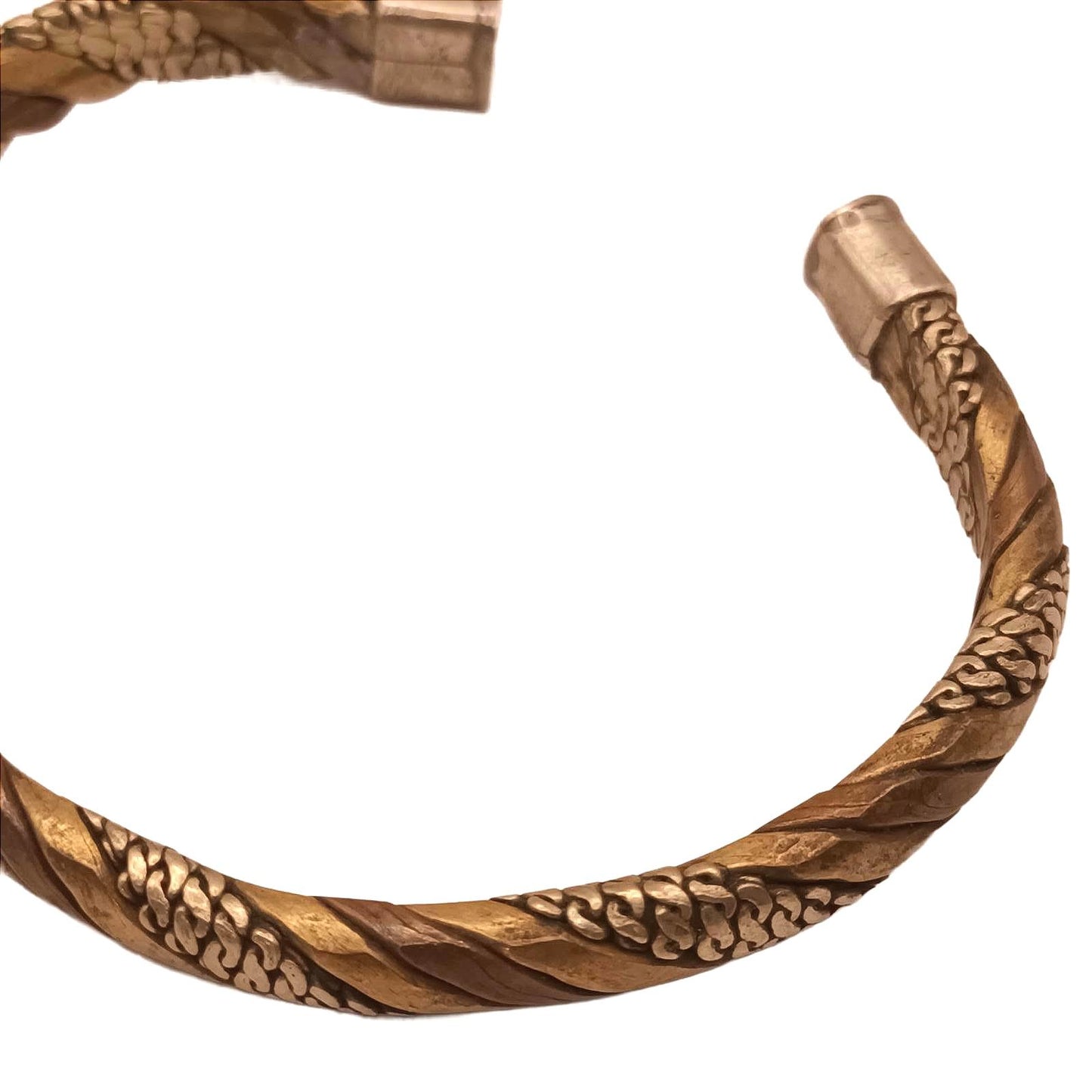 Vintage hand forged bras, copper twisted hand made cuff bracelet.