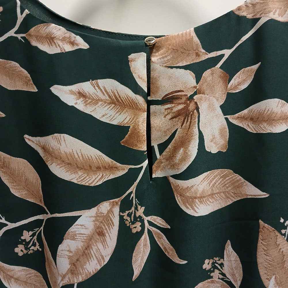 Long sleeve shirt sheer chiffon green floral Modeshy