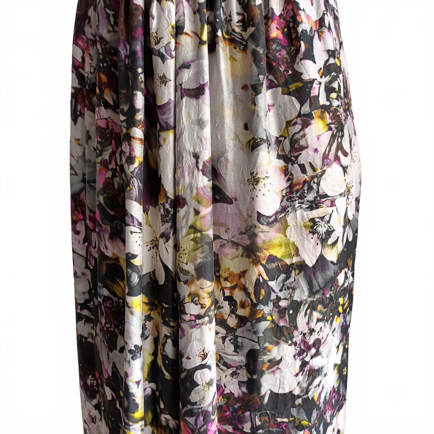 Silk portmans black floral maxi tiered skirt