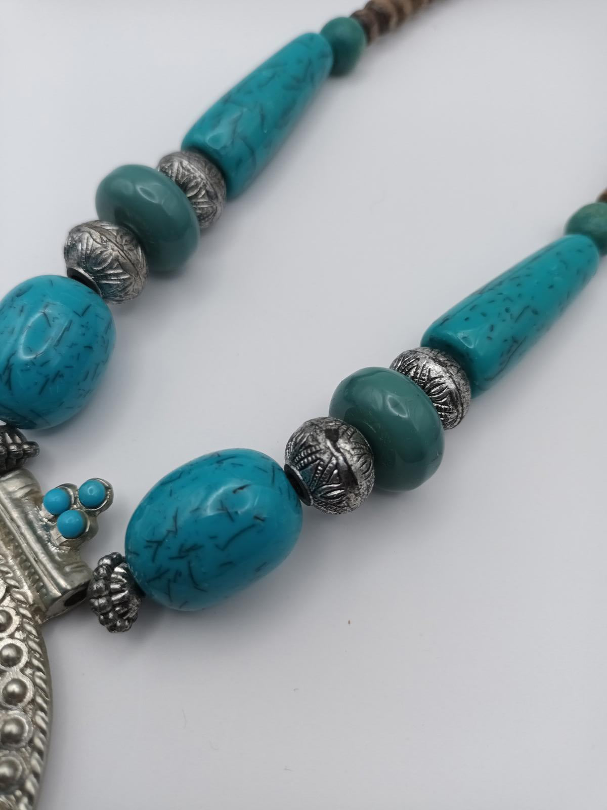 Large turquoise pendent tribal boho bohemian