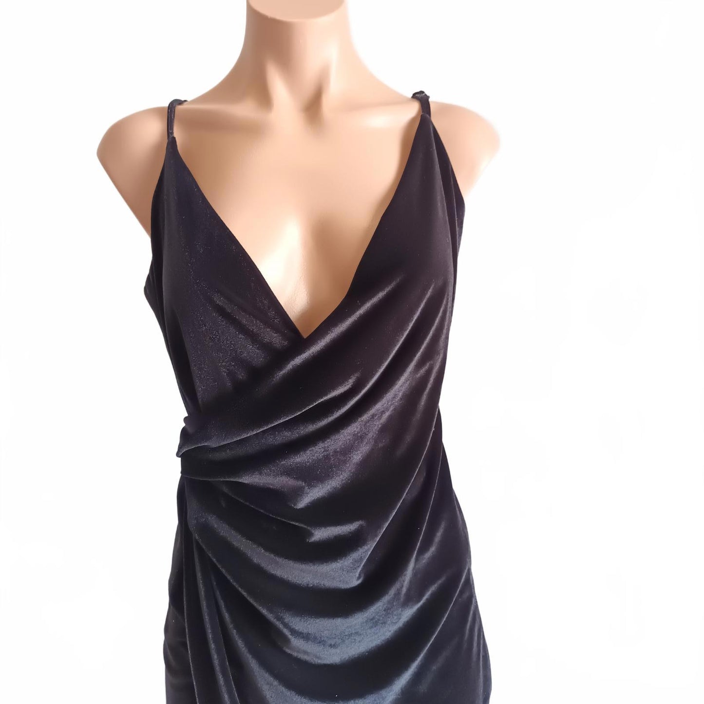 Double crazy sexy black velvet dress cocktail L