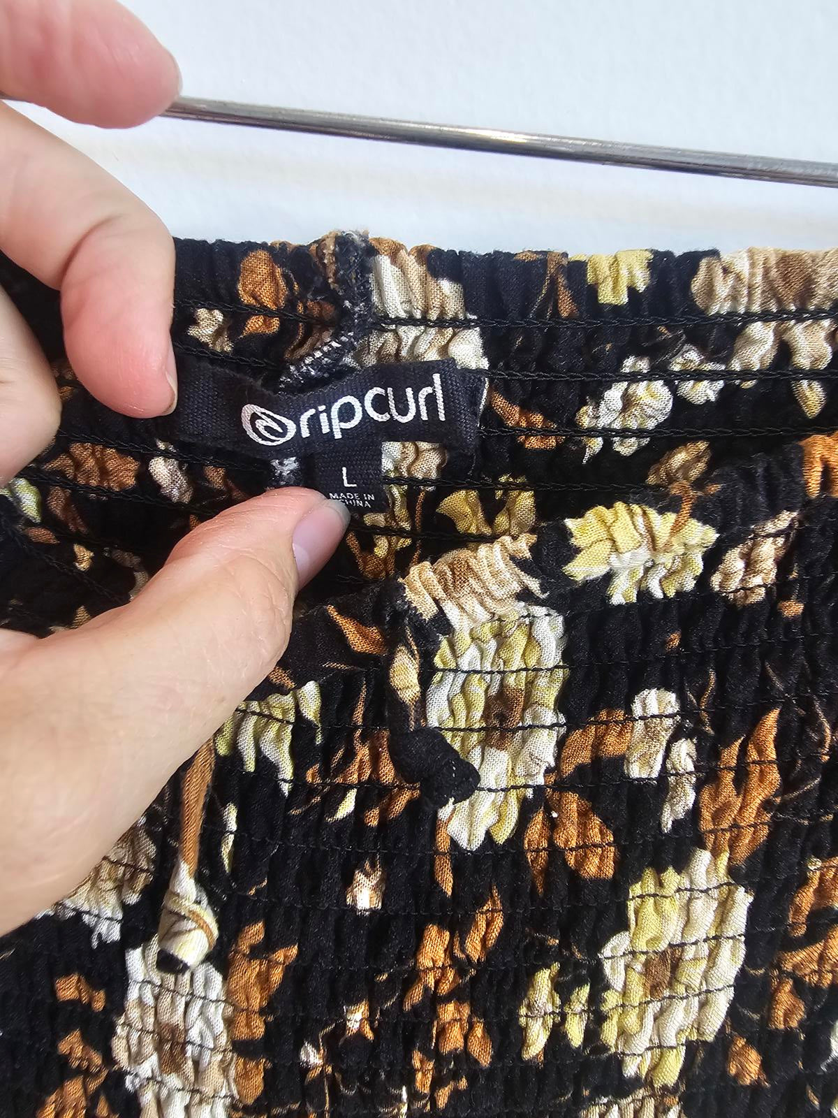 Vintage rip curl floral boho midi skirt L !