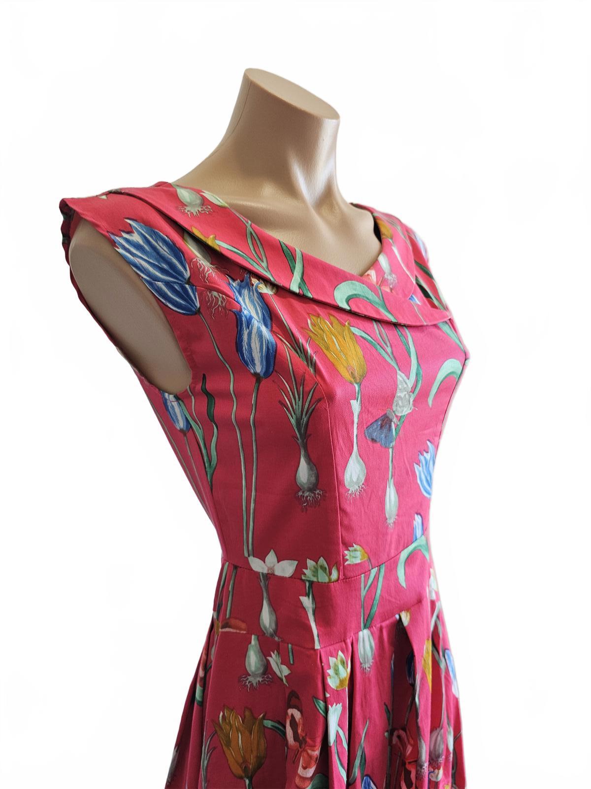 Timeless by Vanessa Tong pink floral 50s style summer garden dress.8
