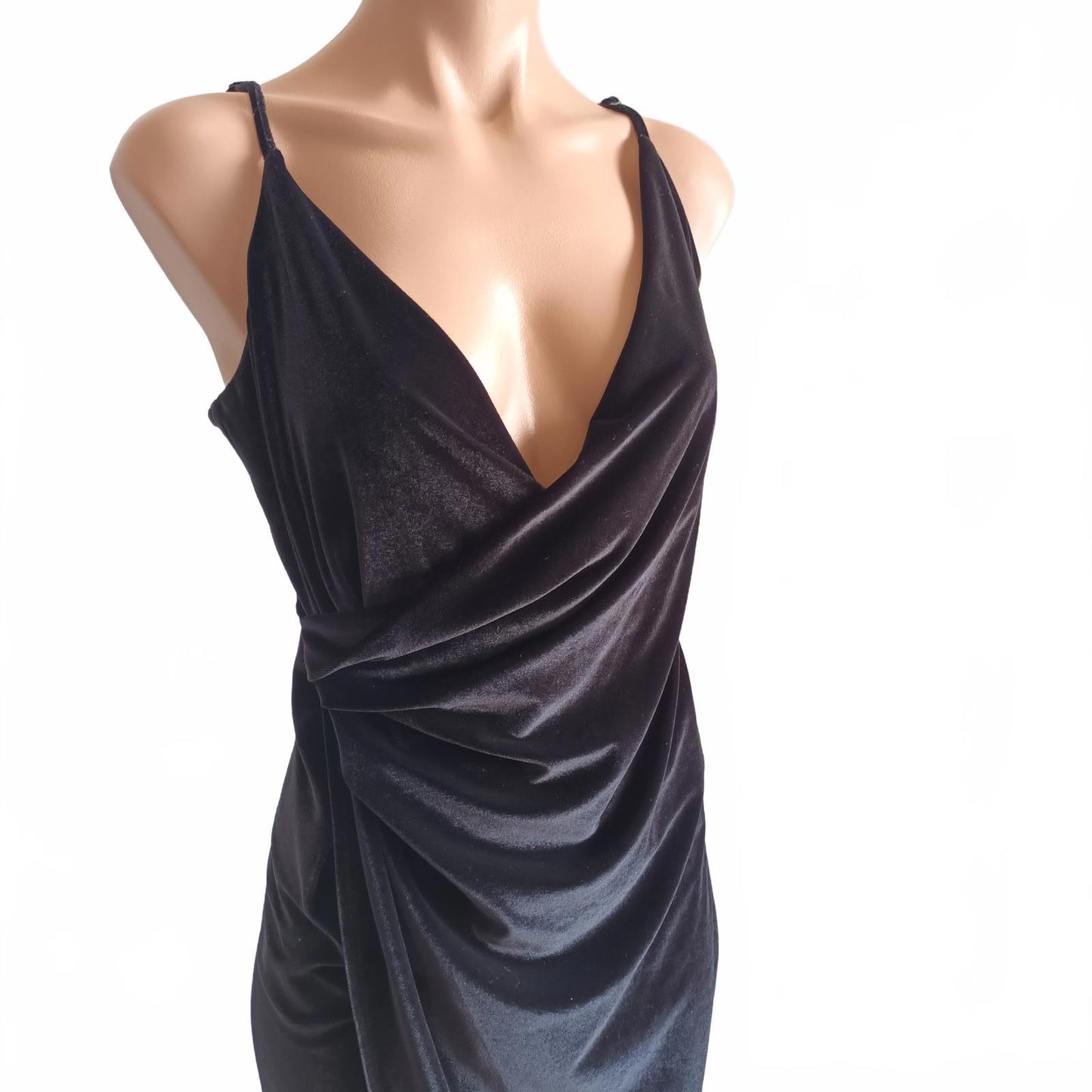Double crazy sexy black velvet dress cocktail L