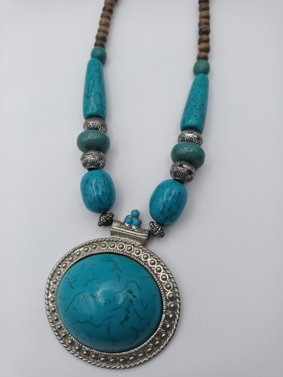 Large turquoise pendent tribal boho bohemian