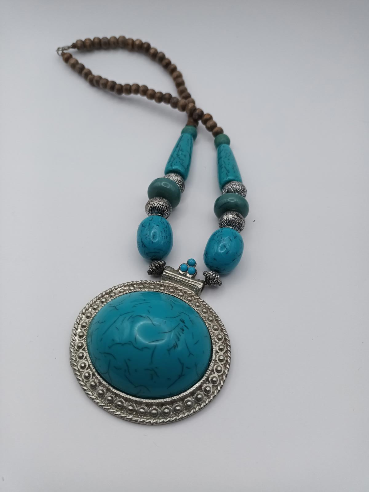 Large turquoise pendent tribal boho bohemian