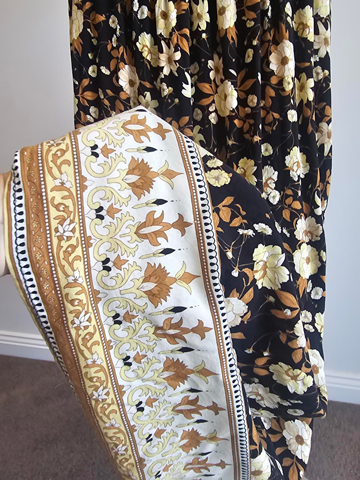 Vintage rip curl floral boho midi skirt L !