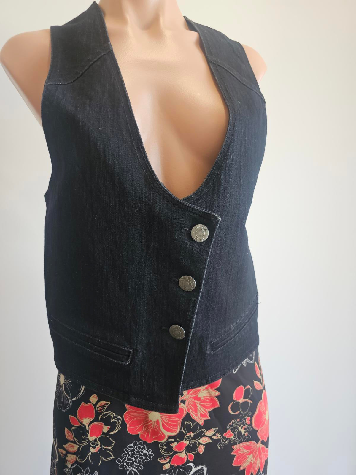 Vintage Top girl Denim vest S 14 -90s vintage and punk