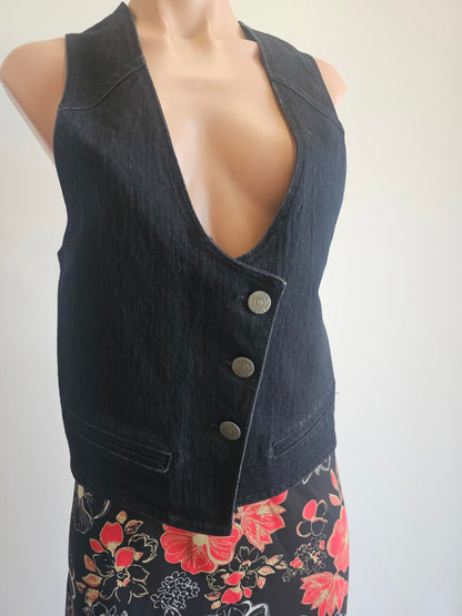 Vintage Top girl Denim vest S 14 -90s vintage and punk
