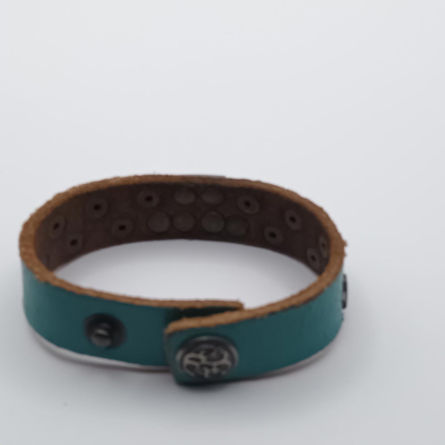 Genuine Vintage aqua blue stars leather 80s bracelet
